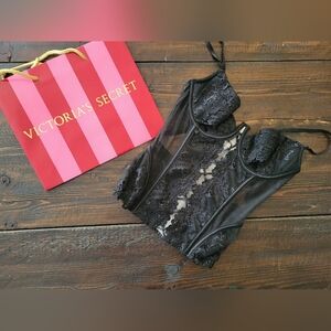 NEW NWOT Victoria's Secret Black Lace Bustier:34 C